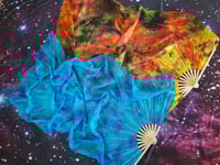 Fire & Water Silk Fans pair 60 inches long Premade Ready to Ship *please read details* left & right 