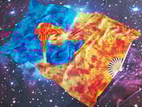 Elemental Energies Silk Fans Premade Ready to Ship *please read details* Bamboo staves pair 60" l