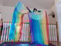 Extra Large Silk Fans Pair Spectra Iridescent extra large staves 75" long, 35" wide Premade 