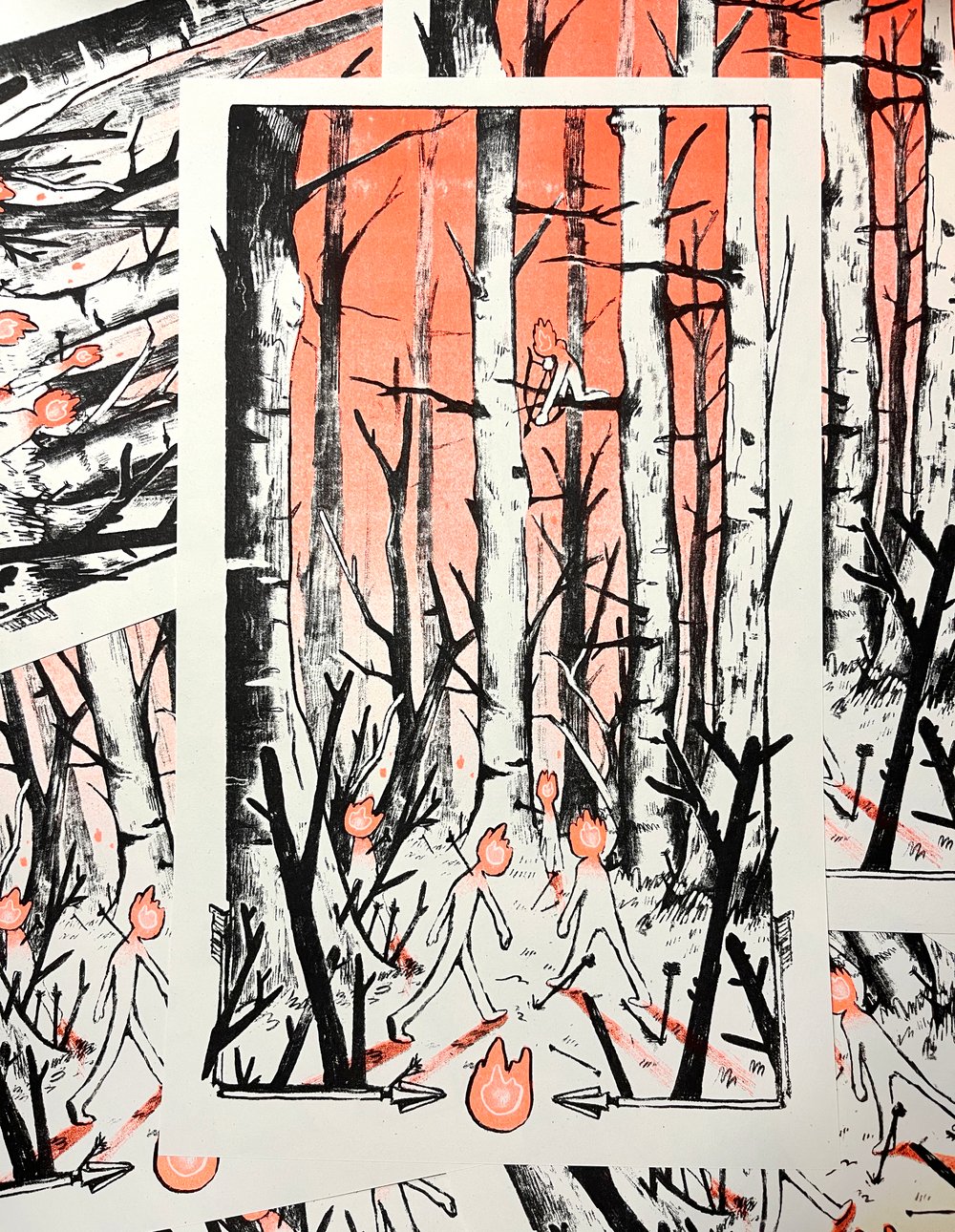 Image of Fire Emoji Risograph