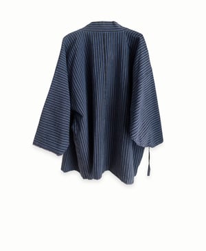 Image of Kort kimono jakke - blå med striber - vendbar