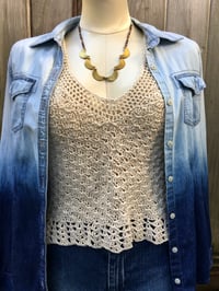 Image 1 of Lace Boho Crochet top/blouse in natural color / n10 