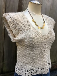 Image 3 of Lace Boho Crochet top/blouse in natural color / n10 