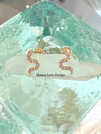 Image 1 of 14k solid gold diamond snake earrings 
