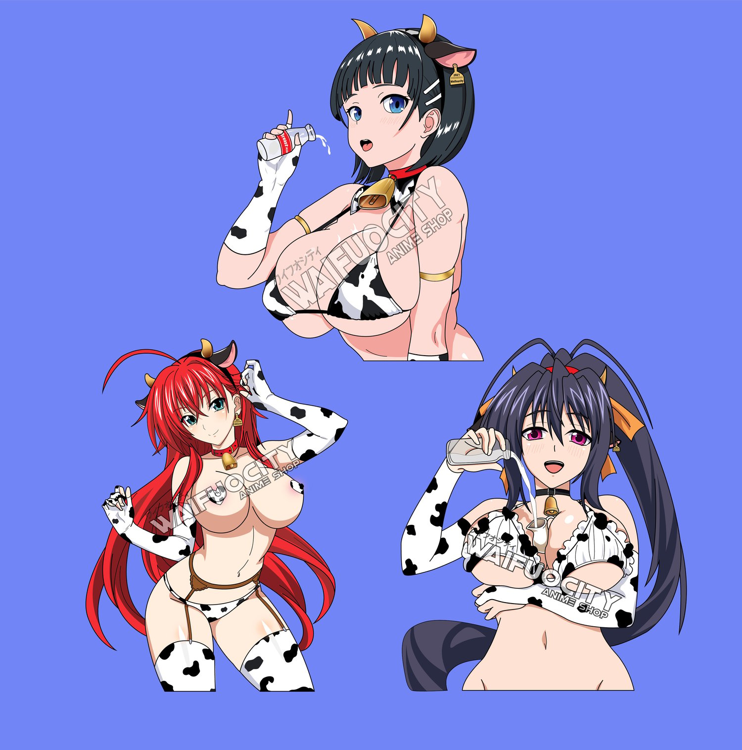 Cow Bikini Girls - Akeno Himejima, Rias Gremory, & Suguha (Leafa) |  Waifuocity