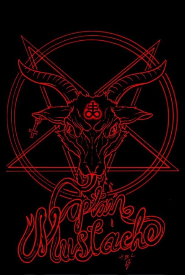 Image of Captain Mustaches Satanic Goat T-shirt Medium