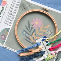 Image 4 of Green Floral 6" Botanical Embroidery Kit