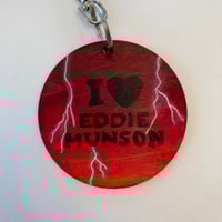Image 2 of Stranger Things inspired I heart Eddie Munson hand painted wooden keychain 