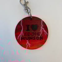Image 3 of Stranger Things inspired I heart Eddie Munson hand painted wooden keychain 