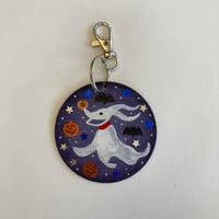 Image 1 of Nightmare before Christmas Halloween Zero inspired hand painted keychain