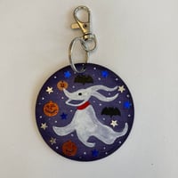 Image 2 of Nightmare before Christmas Halloween Zero inspired hand painted keychain
