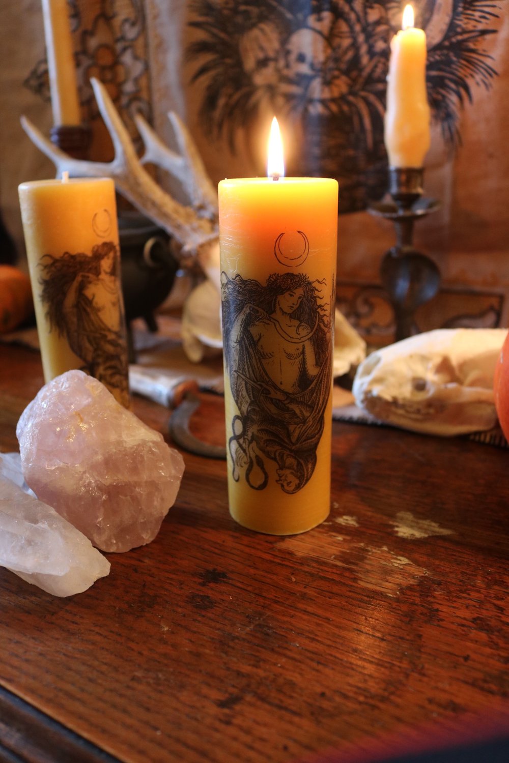  Maiden and the Crone Beeswax candle Pillar