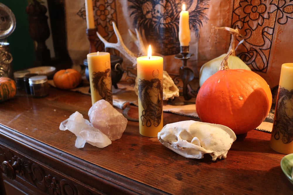  Maiden and the Crone Beeswax candle Pillar