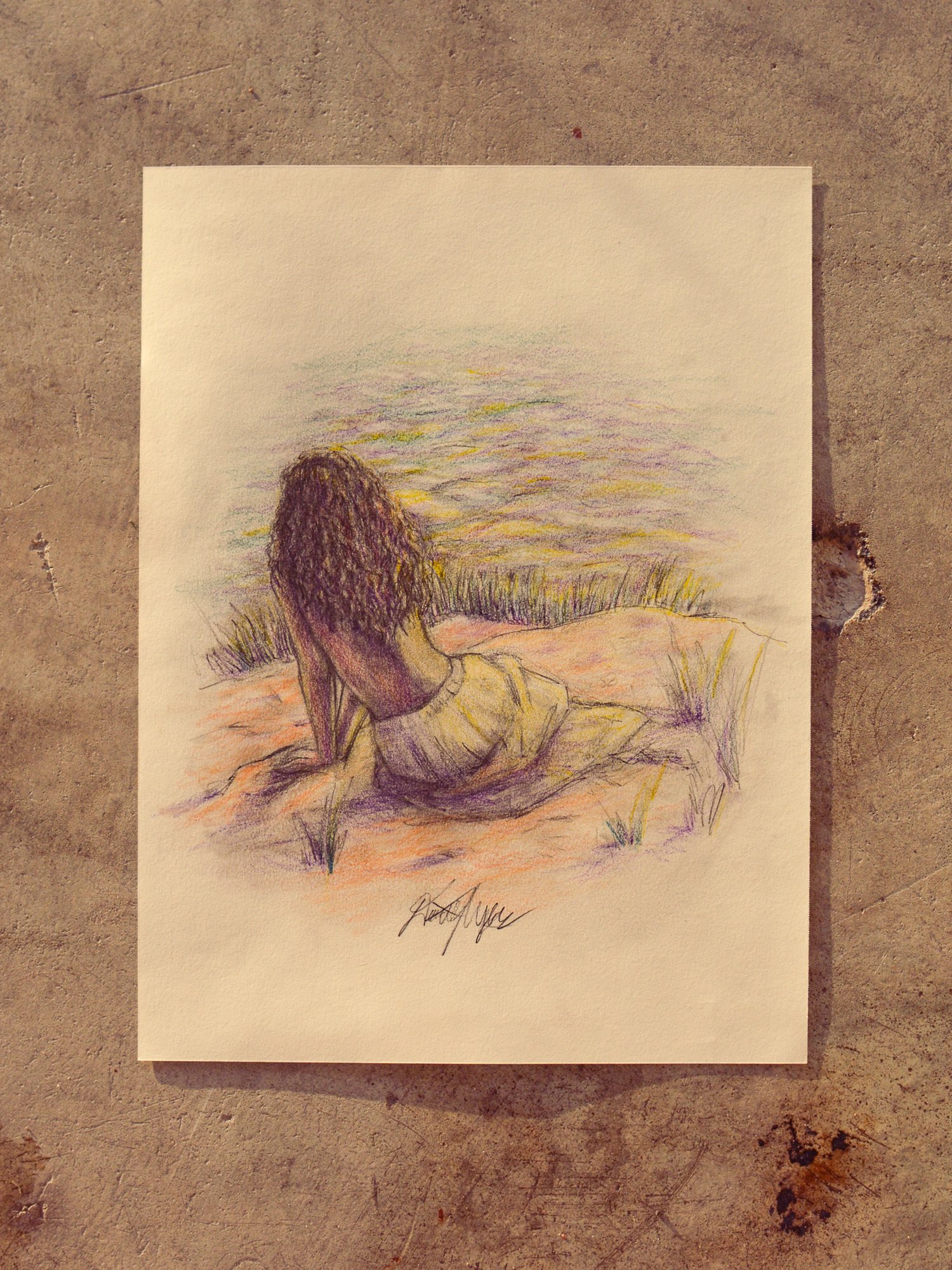 Image of Sunset Drawing #1 - Shore
