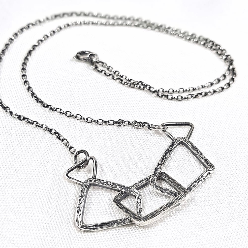 Image of Chunky Sterling Silver Necklace, Handmade Geometric Link Chain, Statement Necklace