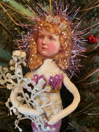 Image 1 of Mermaid Ornament Spun Cotton Victorian Art