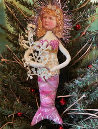Image 2 of Mermaid Ornament Spun Cotton Victorian Art