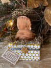 Spun Cotton Christmas Ornament Vintage Style Dachshund Dog in Basket