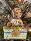 Spun Cotton Christmas Ornament Vintage Style Sebnitz Dachshund Dog in Basket