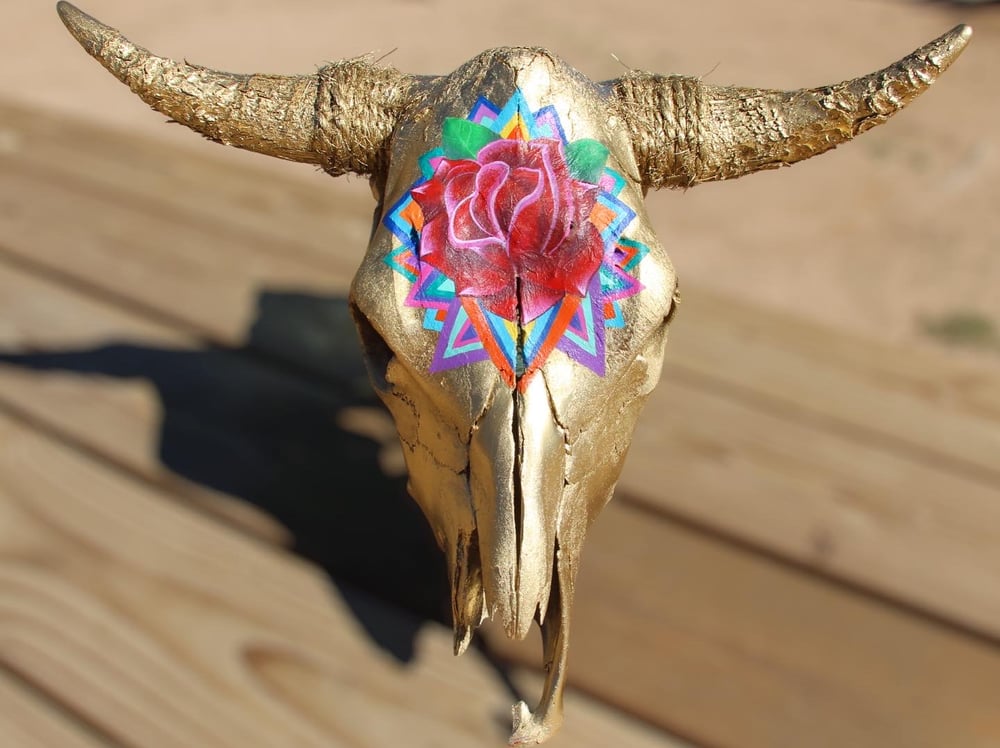 Hand Painted Cow Skull