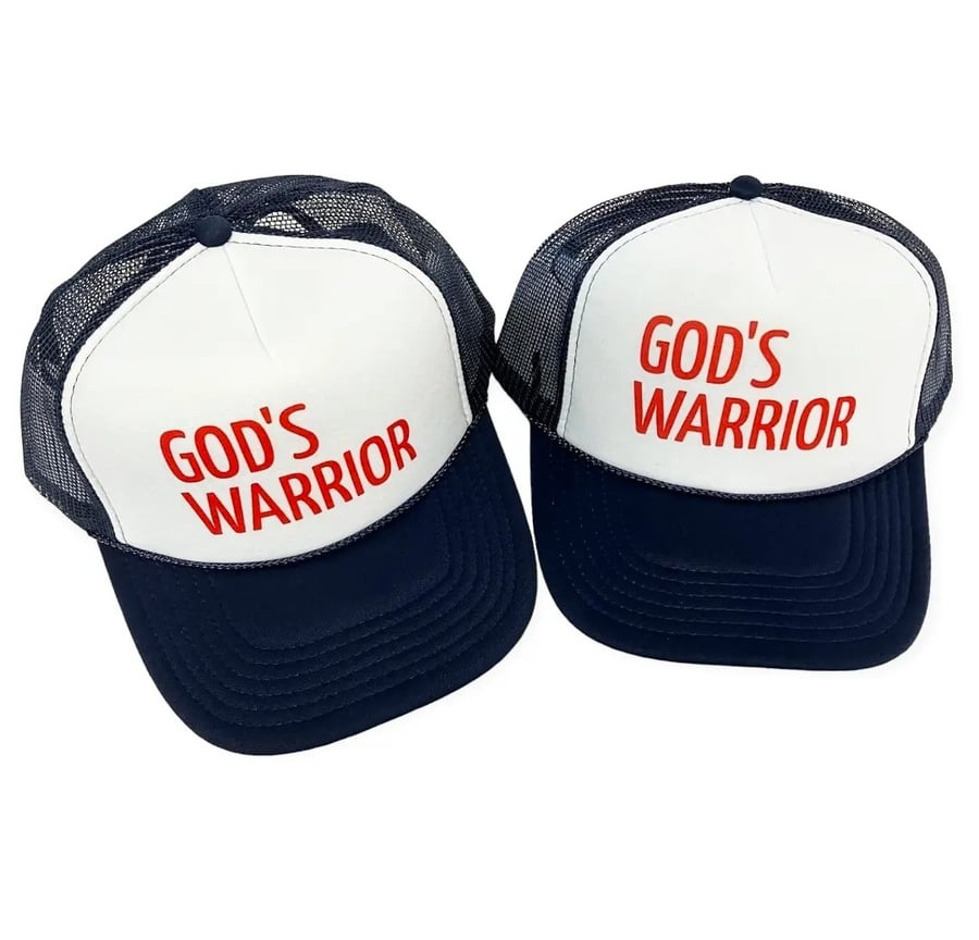 Image of NAVY GOD'S WARRIOR TRUCKER HAT 