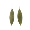 Olive Green Leather Earrings 