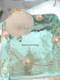 Image 1 of 14k solid gold pearl diamond bracelet 