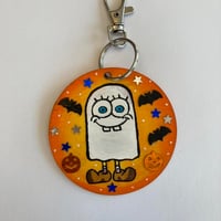 Image 1 of Halloween Spongebob Squarepants ghost inspired hand painted keychain