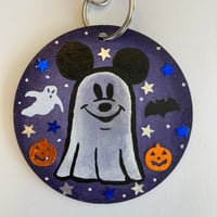 Image 3 of Halloween Mickey Mouse ghost inspired hand painted keychain