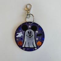 Image 2 of Halloween Mickey Mouse ghost inspired hand painted keychain