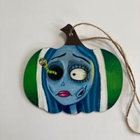 Image 2 of Corpse Bride hand painted wooden pumpkin sign