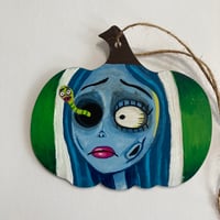 Image 3 of Corpse Bride hand painted wooden pumpkin sign