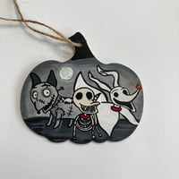 Image 3 of Tim Burton inspired dogs painted ornament includes Sparky from Frankenweenie, Scraps from Corpse bri