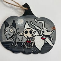 Image 2 of Tim Burton inspired dogs painted ornament includes Sparky from Frankenweenie, Scraps from Corpse bri