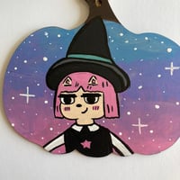 Image 2 of Summer Camp Island Susie inspired Halloween hand painted wooden pumpkin ornament 