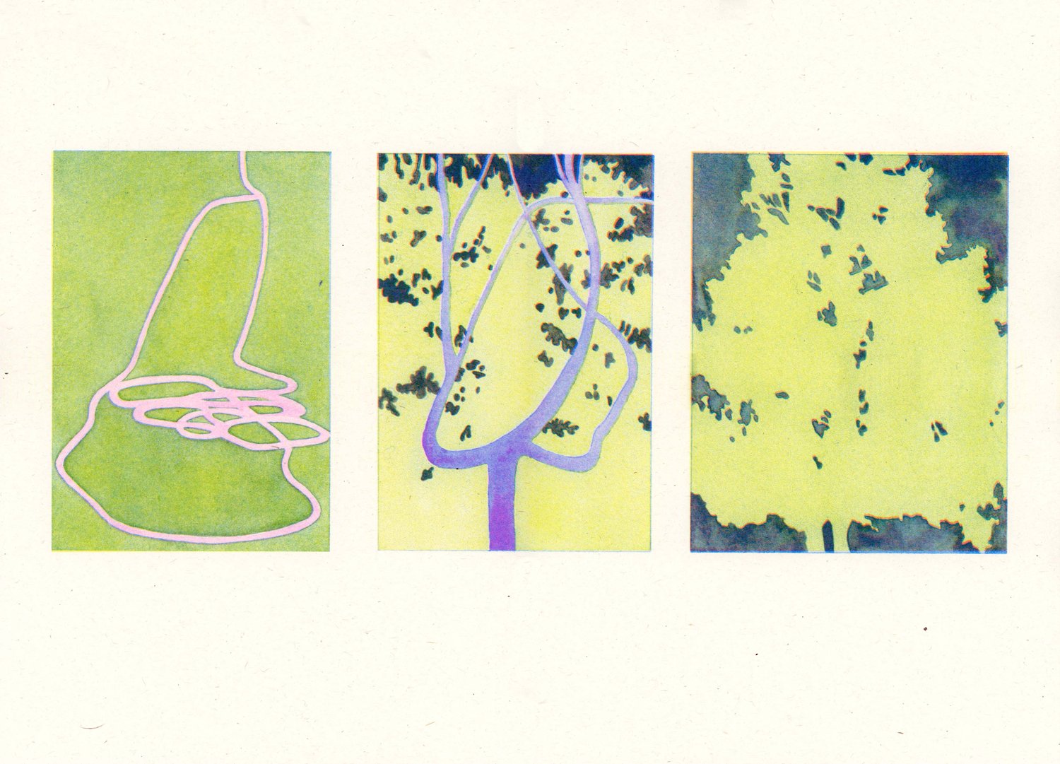 Triptych Variations - Green and Blue/Pink