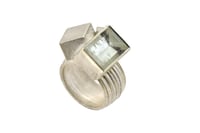 Image 1 of Strata ring,  Aquamarine in silver interlaced with cubes