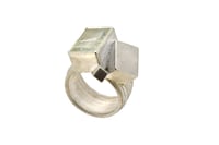 Image 3 of Strata ring,  Aquamarine in silver interlaced with cubes