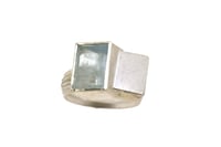 Image 3 of Strata ring,  Aquamarine in silver interlaced with cube