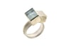 Strata ring,  Aquamarine in silver interlaced with cube