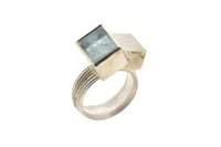 Image 1 of Strata ring,  Aquamarine in silver interlaced with cube