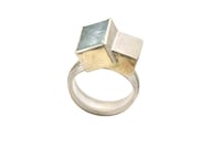 Image 2 of Strata ring,  Aquamarine in silver interlaced with cube