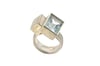 Strata ring,  Aquamarine in silver interlaced with single cube