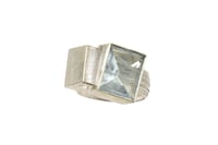 Image 2 of Strata ring,  Aquamarine in silver interlaced with single cube