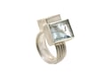 Strata ring,  Aquamarine in silver interlaced with single cube