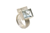 Image 3 of Strata ring,  Aquamarine in silver interlaced with single cube