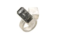 Image 2 of Strata ring, long black tourmaline quartz  in oxidized silver 