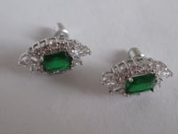 Image 3 of Kate Middleton Princess of Wales Inspired Replikate Emerald and Clear Crystal Stud Earrings