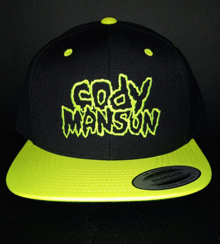 Image of CODY MANSON: LIME  GREEN BRIM / LOGO snapback hat