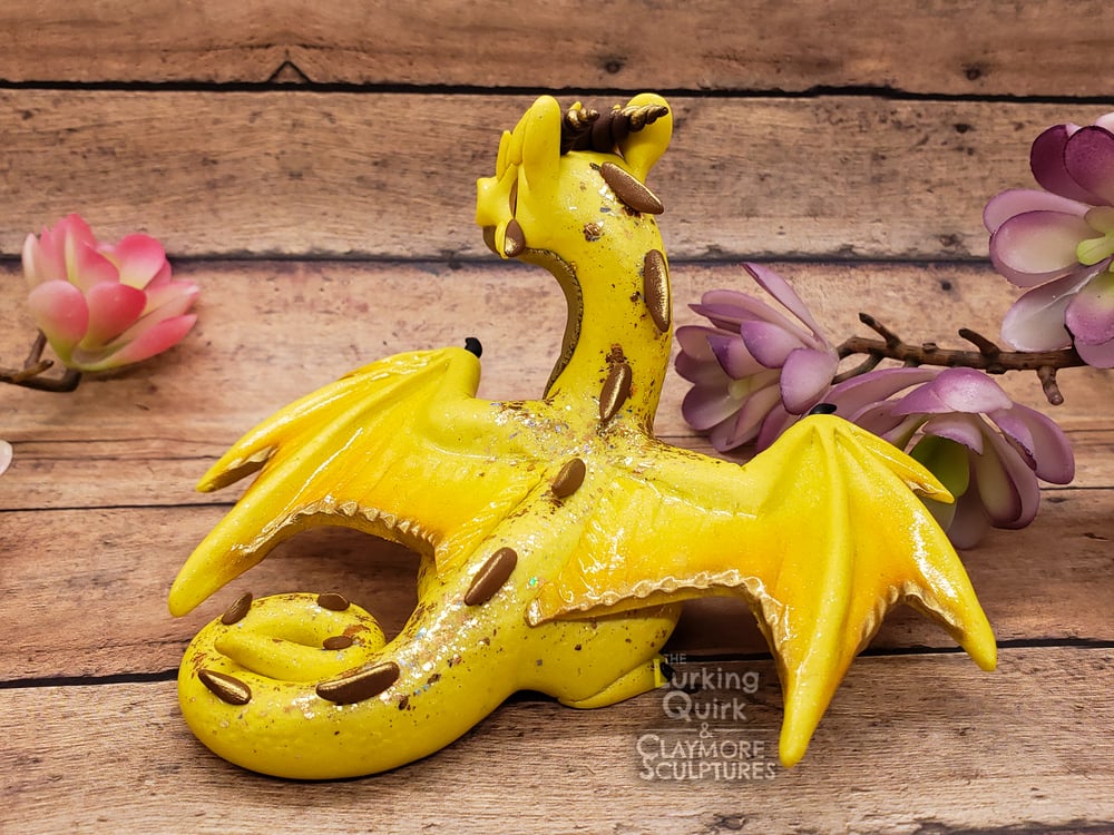 Large Yellow Polymer Clay Dragon